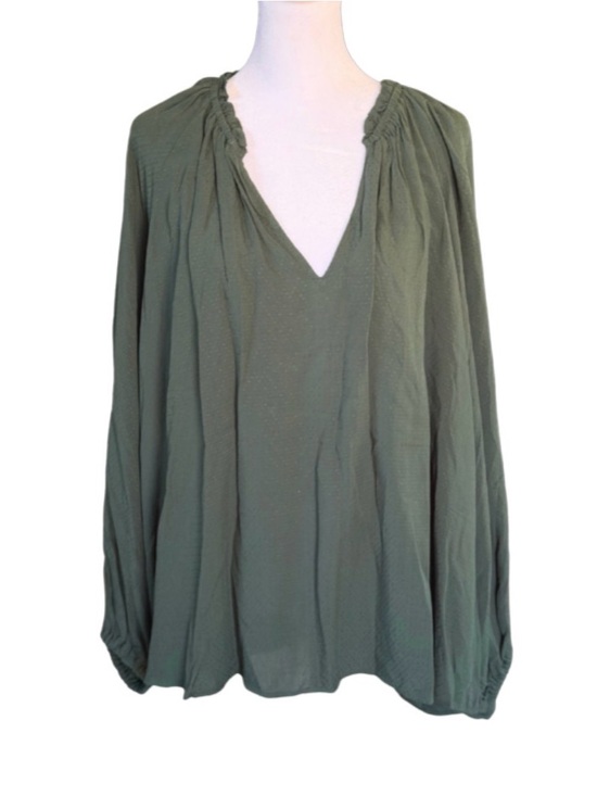 Old Navy Tops - Old Navy 3X Olive Green Peasant Blouse